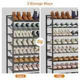 NEYCIL Large Shoe Rack 10 Tier Shoe Organizer, Heavy Duty Metal 5-Tier Stackable Shoe Storage Vertical Shoe Rack for Closet Front Door Entrance, Up to 62 Pairs, 44.8" W x 11.4" D x 71.2" H, Black