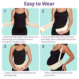 Maternity Belly Band with Back Support – Over-the-Shoulder Pregnancy Support Belt with Lumbar Support, Breathable Mesh Design, Strong Adjustable Hook & Loop Straps, No Digging Comfort for All-Day Wear (Beige, Large（154-187LB）)