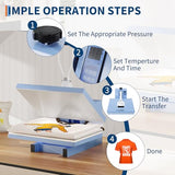 Fast Heating, Industrial Quality with Adjustable Pressure Industrial Digital Heat Press Machine Sublimation for T-Shirt, Light Blue