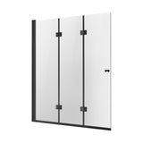 VEVOR Bathtub Shower Door, 51" W x 56" H, Frameless Foldable Hinged Shower Door, Tri-Fold Shower Glass Door with 1/4 in Tempered Glass Door, 180°Rotating and Folding Design, for Bathtub, Black