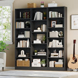 ELYKEN Triple Wide Bookshelf, 6 Tier Bookshelf Large Bookcase with 17 Open Display Shelves, 74'' Tall, Library