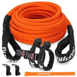 Aomifunny 7/16" x 30ft UHMWPE Tow Rope, 31,200 Lbs Break Strength, Heavy Duty Tow Strap Recovery Kit for ATV, UTV, SUV, Cars（Orange）