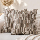a moment Boho Throw Pillow Covers Set of 2,Striped Decorative Rustic Farmhouse Pillow Cases,Aesthetic Modern Home Decor Couch Cushion Covers for Bed Sofa Living Room 26"X26"Dark Brown