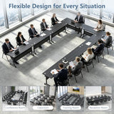 47.2in Folding Conference Table, Modular Meeting Table with Wheels 2Pack