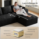 ONEMMLION 96" L-Shaped Cloud Boneless Couch Sofa with Chaise, Black