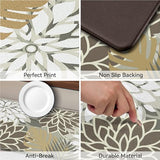 Kitchen Mats for Floor 2PCS Cushioned Anti Fatigue Kitchen Mats Waterproof Non Slip Kitchen Mat Rug Set Comfort Foam Standing Mat for Sink, Laundry, Office,17.3" x 28" + 17.3" x 47", Brown White