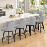 REONEY Counter Height Swivel Bar Stools, 24" Upholstered Barstools Set of 3