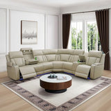 Recliner Sofa Sectional Sofa with LED Light for Living Room, Air Leather Reclining Corner Sectional Sofa Set, Cup Holder