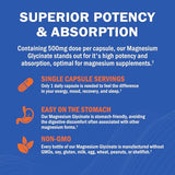 Magnesium Glycinate - High Absorption Magnesium Supplement 500mg Per Serving for Stress Relief, Sleep, Heart and Bone Health, Nerve Support - Non-GMO, Gluten-Free, Gentle on Stomach, 240 Capsules