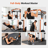 Smith Machine with Independent Dual-Pulley System, 1700LBS Adjustable Cable Crossover Squat Rack, Multi-Functional Power Cage for Home Gym