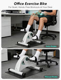 LUBBYGIM Mini Exercise Bike, Under Desk Bike Pedal Exerciser for Seniors & Physical Therapy, Electric Motorized Foot Pedal Machine, White