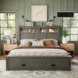 Ihanherry 54" Tall King Bed Frame with Farmhouse Roman Column Headboard
