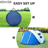 Instant Camping Tent 4 Person Pop Up Portable Instant Cabin Tent with 1-Minute Setup Lightweight Tent for Camping Beach Outdoor Travel Backyard Blue