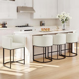 24" Counter Height Bar Stools Set of 4, Modern Barrel Counter Stools with Backrest and Arms