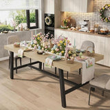 Rustic Dining Table for 6-8 People, 70” Long Rectangle Kitchen Table, Industrial Farmhouse Wooden Kitchen Tables, Home