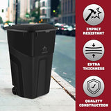 Trash Can With Lid - Ultimate Strength 32 Gallon Wheeled Garbage Can Trash Container, 2 Pack