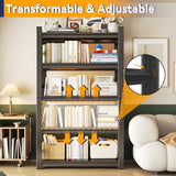 5-Tier Bookshelf, Metal Bookcase with Adjustable Storage Shelves