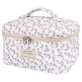 Gosect Large Makeup Bag, Cute Cosmetic Bag for Women Girls, Floral Coquette Aesthetic Toiletry Bag, Travel Make Up Organizer Bag (Purple Flower)