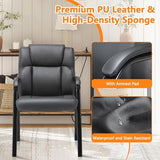 Leather Guest Chair with Padded Arm Rest for Reception Meeting Conference and Waiting Room