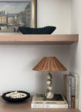 interoknack Luxury Marble Table Lamp, Vintage Woven Rattan Shade