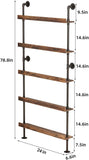 Woskar 5-Tier Wall Mounted Wine Rack, Floating Bar Shelves, Liquor Bottle Shelf Display, Rustic Industrial Bar Shelf (23.6" W x 79" H)
