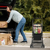 Folding Shopping Cart, Grocery Cart with Removable Basket, Removable Shopping Bag with Carry Strap
