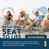 GCI Outdoor Sunshade Backpack Beach Chair | Reclining Folding Canopy Chair with Durable Armrests, Drink Holder & Carry Straps, Perfect for Beach Trips & Picnics — Saybrook Blue