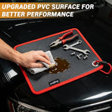Flexible Magnetic Tool Mat,40 LBS Magnetic pad with Magnetic picker,Circular hanging hole&Carabiner Hook,Storage Organizer for Auto, Motorcycle,Electronic Assembly, DIY, Garage Workshop,12.6" x 9.76"