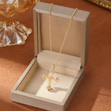 GZQ Chunky Gold Cross Necklaces for Women Big Cross Pendant Necklace Statement Long Chain Prayer Religious Jewelry (B)