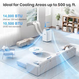 Gasbye Dual Hose Portable Air Conditioner, [2026 Upgraded] Full DC Inverter Compressor, Energy-Saving 13.6 CEER, Low Noise (45dB), Cools Room up to 500 Sq.Ft., Backlit Remote Control, 14,000BTU, White