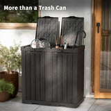 EAST OAK 62 Gallon Outdoor Trash Can | Waterproof Resin Garbage Can with Recycle and Garbage Labels | Gray