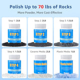 Large 10LB Rock Tumbler Grit and Polish Refill Kit - 4 Step Grits Polish Up to 70 LBS Rocks, Dual Tumbling Media (Ceramic & Plastic Pellets), Ideal for National Geographic, Koolstone &All Rock Tumbler