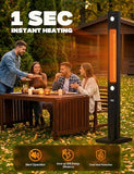 onlyfire FlexRay Heater - 80" Electric Infrared Patio Heater for Indoor & Outdoor Use, Freestanding Heater with Magnetic Remote & Cover, 3 Heat Modes + Light Mode,1500W, Overheat & Tip-Over Protection