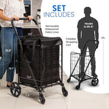 Rust‑Proof Steel Frame, 70 lb Capacity – Portable Grocery, Laundry & Travel Cart