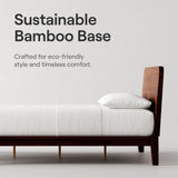 Nectar Bamboo Platform Bed Frame - Queen - Walnut - Floating Center Support Legs - 12” Height - Easy Tool Free Set Up - Contemporary and Durable - Sturdy Wooden Support Slats - Holds Up to 800 Pounds