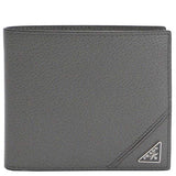 Prada Orizzontale Gray Mercurio Micro Grain Leather Iconic Triangle Logo Wallet 2MO513