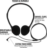 Maeline Bulk Classroom Student Headphones with Microphone, On Ear Stereo Headphones with Mic for Kids Online Learning, Library, School, Airplane, Travel - 3.5mm Plug - 100 Pack