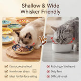 Ceramic Cat Food Bowls 6 Pack – Shallow Cat Bowl with Non-Slip Silicone Base, Whisker-Fatigue Dishes for Indoor Cats Puppy – Microwave Dishwasher Safe – 5.3 oz Cute Pet Plates for Wet Dry Food Water