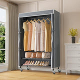 VIPEK R3C Rolling Clothes Rack with Cover Portable Closet for Hanging Clothes, Heavy Duty Garment Rack Clothing Racks with Grey Upgraded Polyester Cover