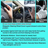 3Pcs Set Fashion Fluffy Fuzzy Wool Fur Soft Car Steering Wheel Cover with Handbrake Cover & Gear Shift Cover for Women/Girls/Ladies Auto Long Wool Accessories