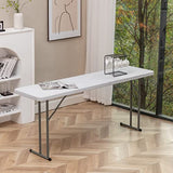 5-Foot Narrow Plastic Folding Training Table, 60” x 18” Portable Commercial Seminar Table, 29” Height, White
