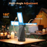 Dimgogo Rechargeable Camping Light with Stand 7ft Max Height, 15000mAh Portable Cordless LED Work Light, 5500 Lumen 6500/4500/3500K Dimmable Emergency Flashlight with Detachable Tripod, Blue