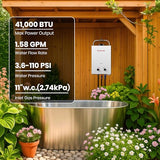 GASLAND BS158 Outdoor Portable Gas Water Heater 1.58GPM, 6L Propane Tankless Water Heater for RV Camping Cabin Boat, Overheating Protection, Easy to Install, White