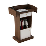 Wooden Lectern Podium Stand with Drawer Floor Standing Reception Desk for Conference Church Auditorium –Public Speaking Furniture