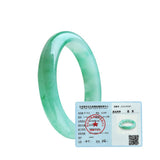 URED Certified Natural Ice Green Jade Bangle Bracelet for Women Luck Wealth