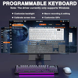 Wireless Mechanical Keyboard with Screen & Knob,2.4GHz/USB-C/BT5.0 Hot Swappable Creamy Keyboard