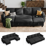 LINSY HOME Sectional Couches for Living Room, 106" U Shape 4 Seats, Black
