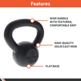 BodySport Cast Iron Kettlebells, 50 lb. – Strength Training Kettlebell for Weightlifting, Core Training, & Conditioning – Professional Exercise Equipment for Gym & Home Fitness Workouts