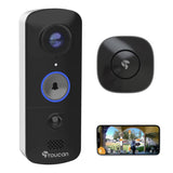 TOUCAN Wireless Video Doorbell Camera V3 with Chime – Battery Powered Smart Doorbell, HD Video, Motion Detection Alerts, 2-Way Talk, Night Vision, Wide Angle Security Camera, No Subscription Required