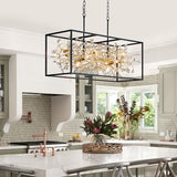 Vezzio Modern Black and Gold Rectangle Crystal Chandeliers for Dining Room